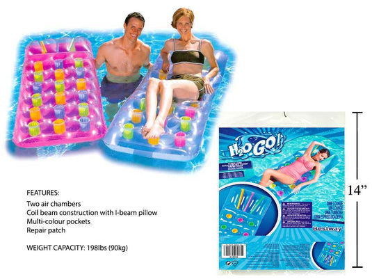 74"x28" Pocket Fashion Inflatable Lounge, 2 cols., polybag w/insert