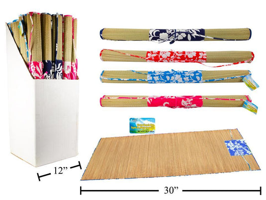 30"x71" Straw Beach Mat/DPY, 24/DPY 4/c (Floral Pattern, cht (A313417)