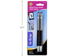 2 PC STYLUS RECT. PENS SILVER TRIM 1.0MM BLUE INK USE FOR TABLETS & PAPER