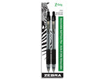 ZEBRA Z-GRIP RETRACTABLE BLACK INK PENS 2/PKG (TRANSPARENT BARREL )