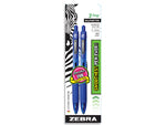 ZEBRA Z-GRIP RETRACTABLE BLUE INK PENS 2/PKG (TRANSPARENT BARREL )