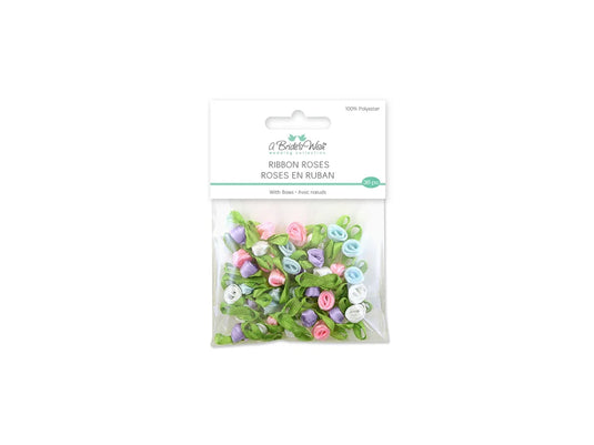 A Brides Wish: 5/16" Ribbon Roses w/Bows C) Bridal Blend