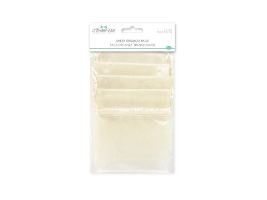 A Brides Wish: 4"x5" Organza Bags Sheer w/Ribbon String D) Ivory