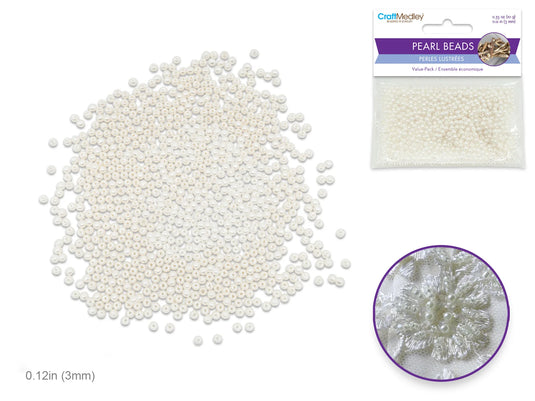 Pearl Beads: Acrylic Sleek Ivory Value-Pack A) 3mm~ 850pc