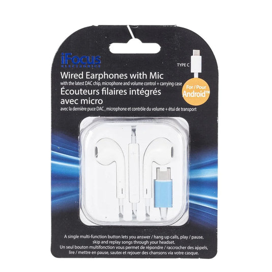 iFocus Type-C DAC Earbuds w.Mic Andriod Phones White w.Box
