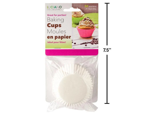 Luciano 50-pc Baking Cups, 2" Dia., Paper, White col., pbh