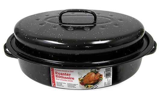 OVAL ENAMEL ROASTER WITH COVER 13lb