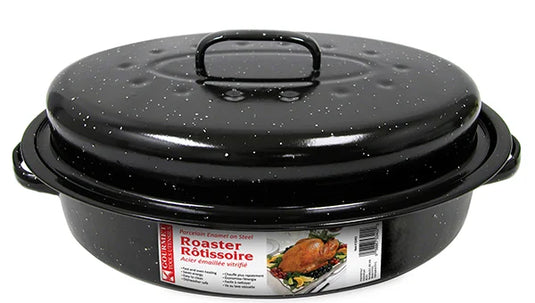 OVAL ENAMEL ROASTER WITH COVER 18lb