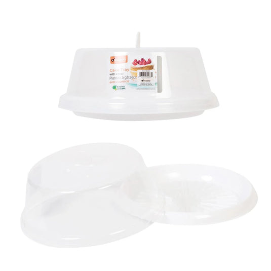 Luciano Cake Tray w/Cover,12x5", White, colour label