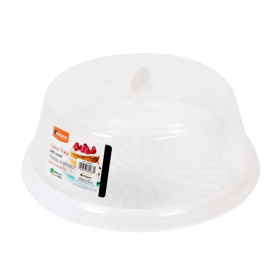 Luciano Cake Tray w/Cover,12x5", White, colour label