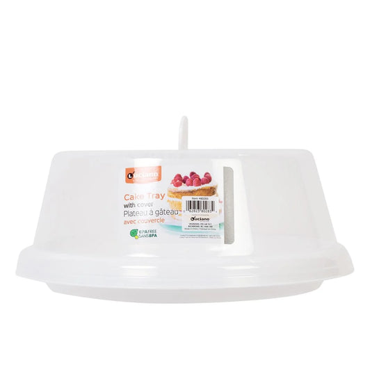 Luciano Cake Tray w/Cover,12x5", White, colour label