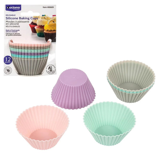 Luciano 12-pc Silicone Baking Cups, 6 colors, hang card