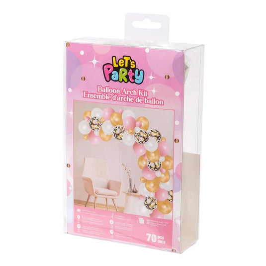70pcs Pink/Gold Balloon Arch Kit, W/4m balloon tape and 50 glue dots