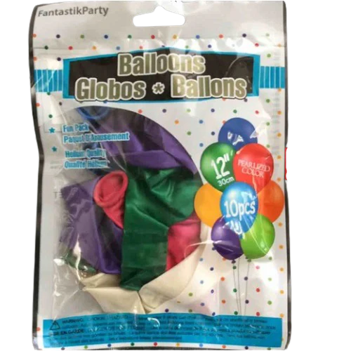 BALLOON LATEX COLOR 12in 10pcs Pearlised Asstd
