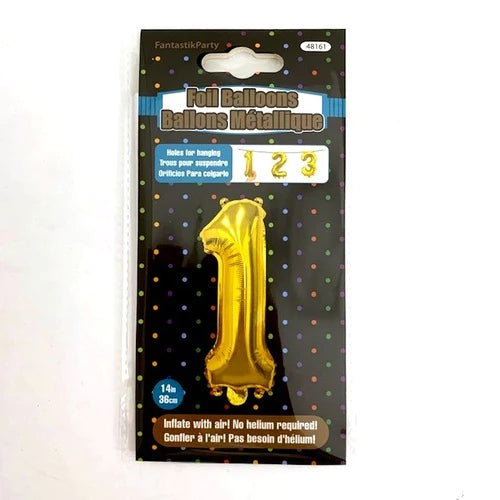 BALLOON FOIL NUMBER 14in Gold 1