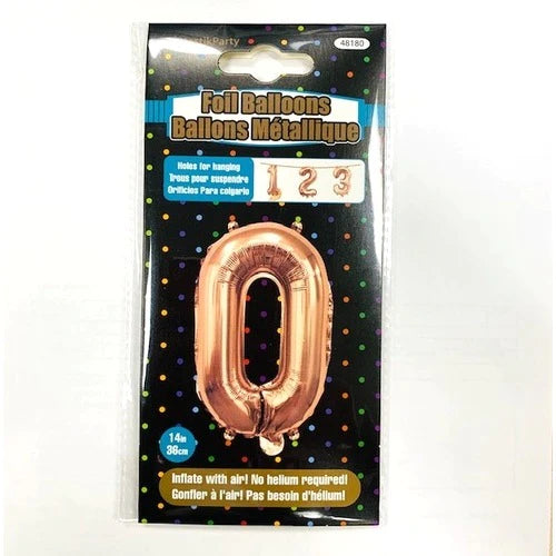 BALLOON FOIL NUMBER 14in Rose Gold 0