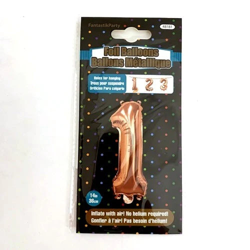BALLOON FOIL NUMBER 14in Rose Gold 1