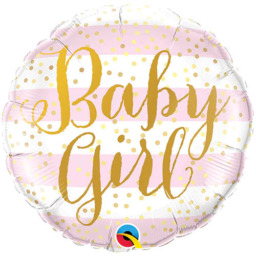 BALLOON FOIL ROUND 18" Baby Stripes Girl