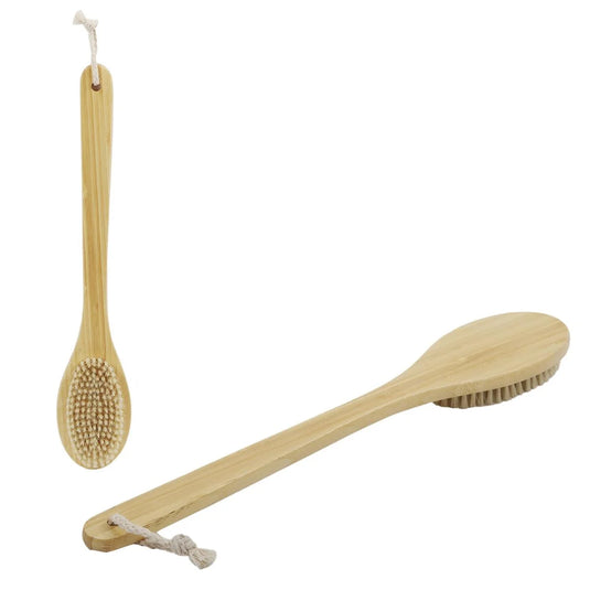 Bamboo Bath Exfoliating Brush With Handle