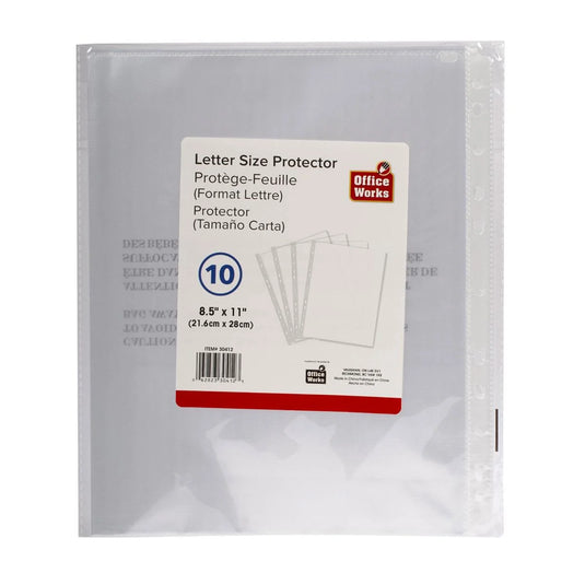 O.WKs. 10-pc Sheet Protector, 8.5"x 11" pp bg w/lbl  (HZ)