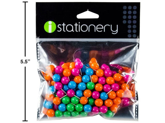 iStationery, 80-Pc Push Pins, Round Shapes, zip bag