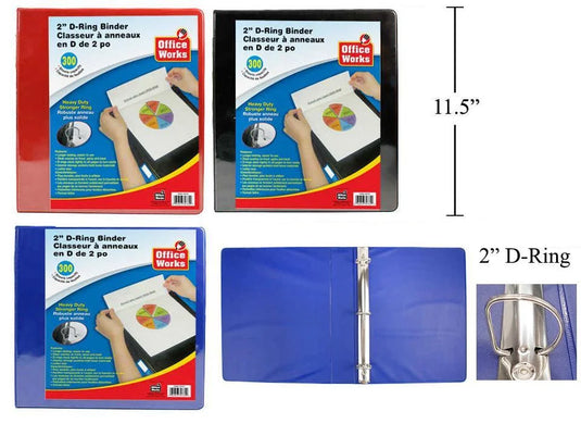 D-Ring. 2" Presentation Binder, D-ring, Black/Red/Blue