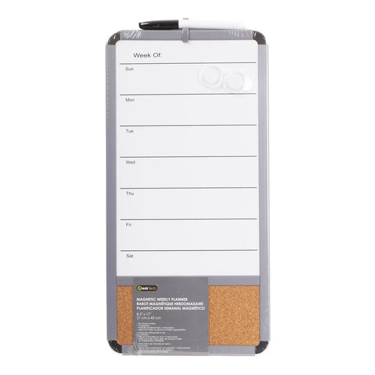 Desk Tech Weekly Planner/crk brd 8.5"x 17",1- Marker, 2-Magnets