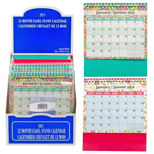 2024 Calendar w/Easel Back Stand, 6x7"(Bilingual)