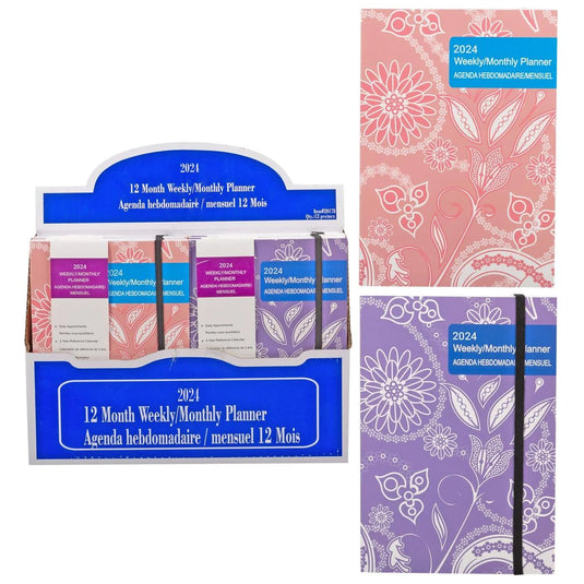 2024 12 Months Hard Cover Weekly/ Monthly Planner,5.6x7.9"