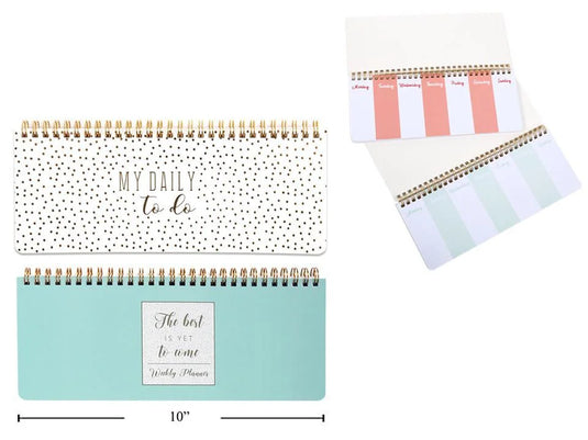 Weekly planner Rose gold DBL spiral 254x102mm,350g art card/400gwht crd