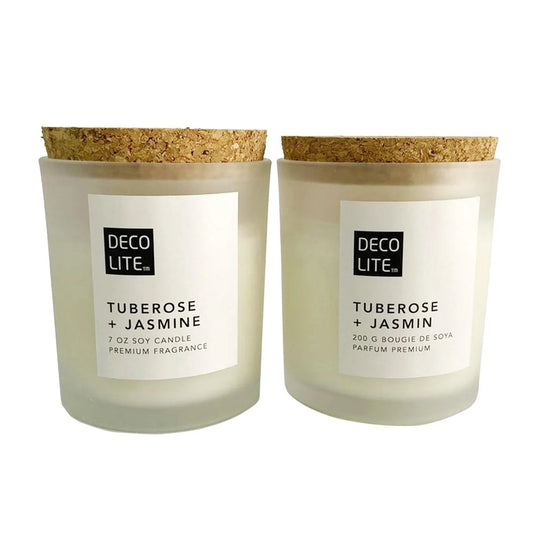 Soy Glass Jar Candle w/Cork Lid, Tuberose, 200/460g, col label,