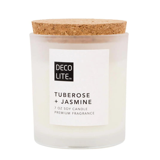 Soy Glass Jar Candle w/Cork Lid, Tuberose, 200/460g, col label,