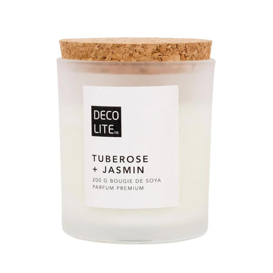 Soy Glass Jar Candle w/Cork Lid, Tuberose, 200/460g, col label,