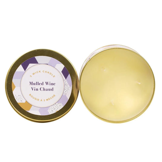 KG 3-Wick Tin Mulled Wine 14Oz Paraffin/Soy Blend Candle (Az)