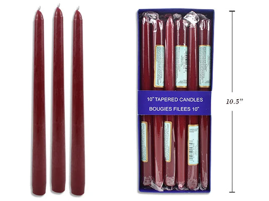 10" BURGUNDY TAPERED CANDLE