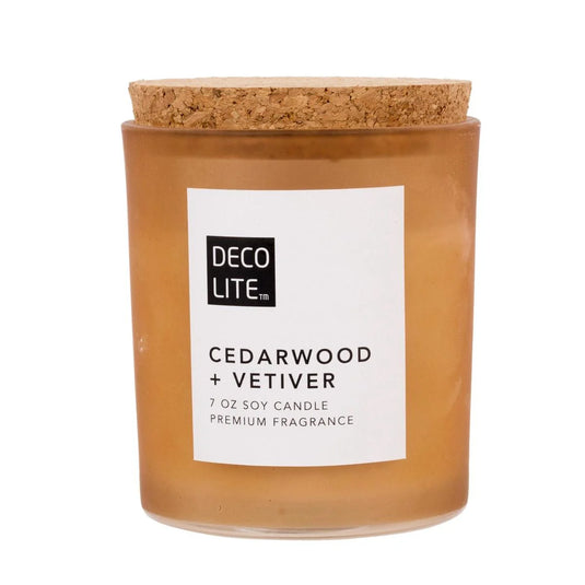 Soy Glass Jar Candle w/Cork Lid, Cedarwood, 200/460g, col label