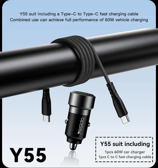 High Quality Car Charger 60W PD3.0 TPYE-C USB Dual-Port