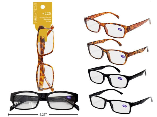 Excel Vision +225 Reading Glasses,  header card+opp bag