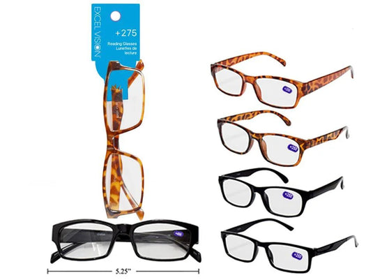 Excel Vision +275 Reading Glasses, header card+opp bag