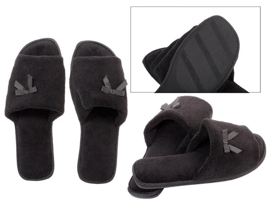 Bodico, Women's Memory Foam Open Toe Slippers, Black