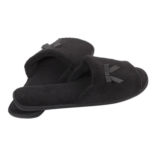 Bodico, Women's Memory Foam Open Toe Slippers, Black