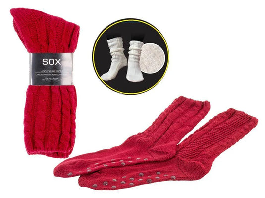 SOX, Knitted Reading/House Socks, Maroon,paper wrap