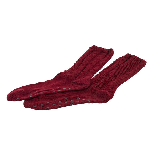 SOX, Knitted Reading/House Socks, Maroon,paper wrap