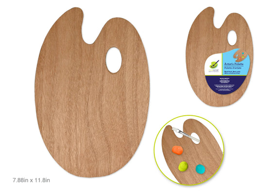 Color Factory Paint Palette: 7.88"x11.85" Wood Oval Artist Palette