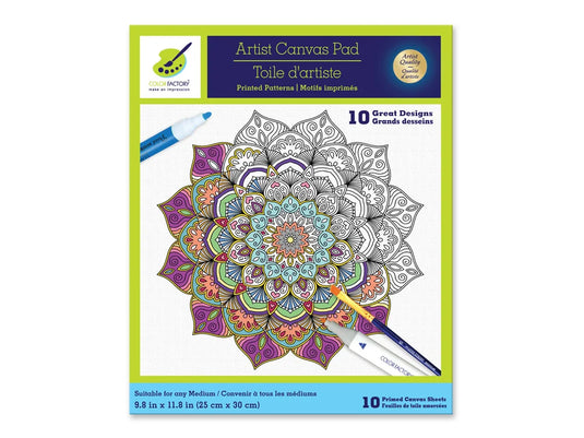 Color Factory: 9.8"x11.8" Canvas Pad w/Design Outlines 10Sheet B) Abstract Art