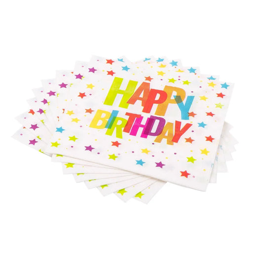 20-PC "Happy Birthday" 13x13, 18gsm 2-ply Napkin Design, Polybag