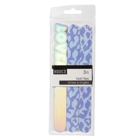 Bodico, 3-pc Nail File, Lilac Mix, pvc bag with insert