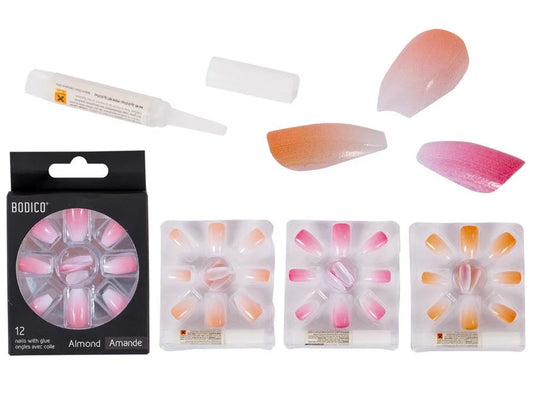 Bodico, 12pc Ombre French Nails w 2g Glue
