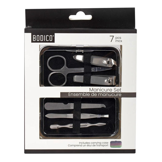 Bodico, 7-pc Glitter Manicure Set w Snap Case, glitter, w/box