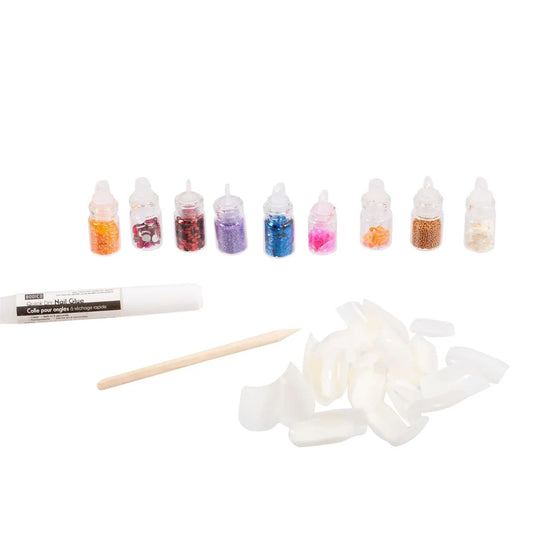 Bodico 24-pc Plain Nails w/9 Deco Set & Glue, window box